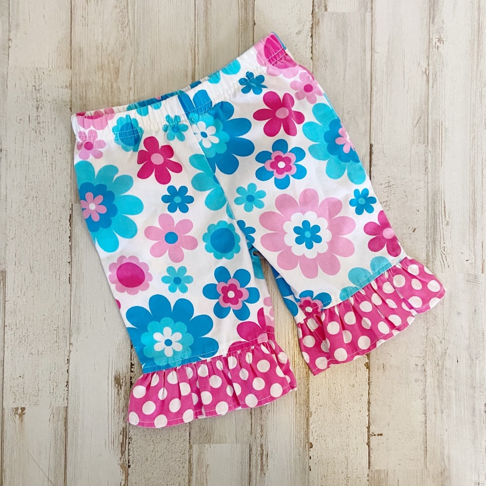 Kelly's Kids | Girls Baby White Pink and Blue Floral Pants | Size: 12M - Picture 1 of 5